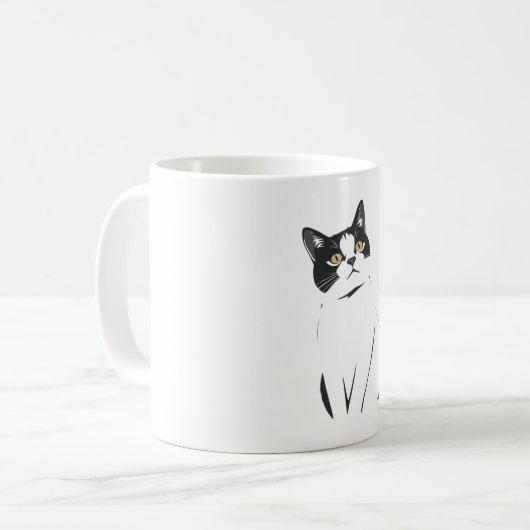 Minimalistische Cat Line Art Tasse - Elegant & mod (Vorderseite Links)
