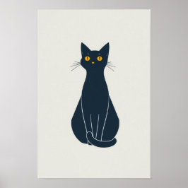 Minimalistische Cat Line Kunst, Dichtung und Musik Poster