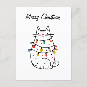 Minimalistische Cat Lover Weihnachtskarte Postkarte