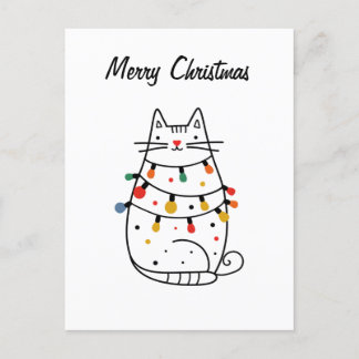 Minimalistische Cat Lover Weihnachtskarte Postkarte