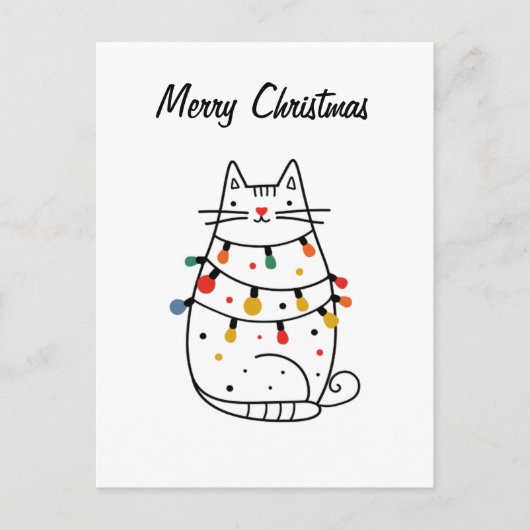 Minimalistische Cat Lover Weihnachtskarte Postkarte (Vorderseite)