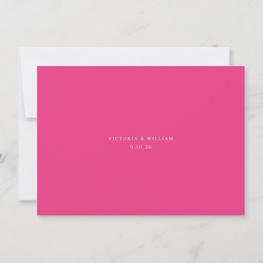 Minimalistische Cerise Pink Wedding Details Card Einladung (Rückseite)