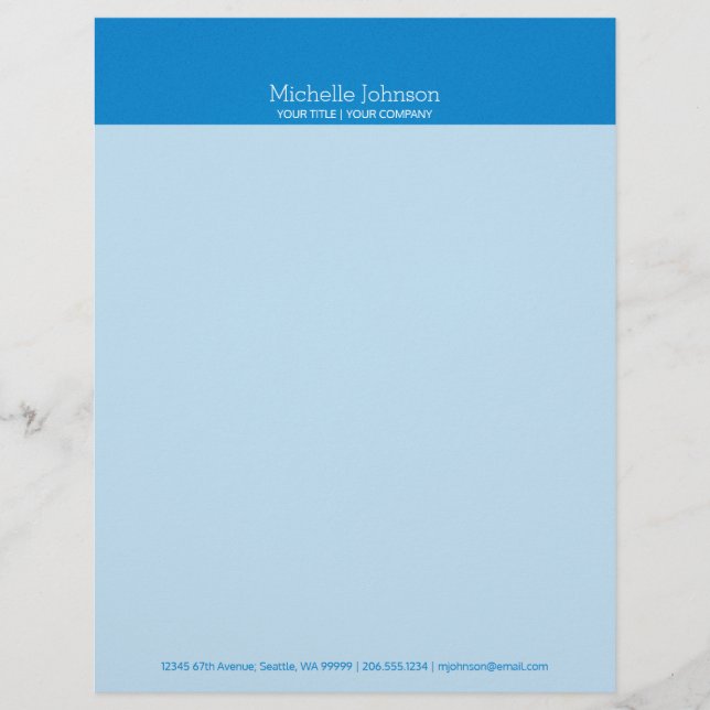 Minimalistische Cerulean Blue Grainy Textur Briefbogen (Vorderseite)
