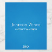 Minimalistische Cerulean Blue Grainy Textur Weinetikett (Einzelnes Label)
