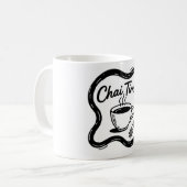 Minimalistische Chai-Time-Typografie-Kunst Kaffeetasse (Vorderseite Links)