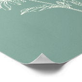 Minimalistische Chamomile-Blume Zeichne Sage Green Poster (Ecke)