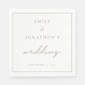 Minimalistische Champagne Gold Script Hochzeit Serviette (Vorderseite)