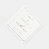 Minimalistische Champagne Gold Script Hochzeit Serviette (Ecke)