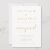 Minimalistische Champagne Gold Script-Verlobung Einladung (Vorderseite)