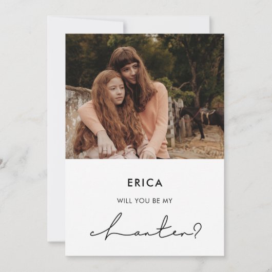 Minimalistische Chanter Vorschlag Fotokarte Einladung (Vorderseite)