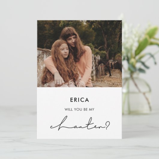 Minimalistische Chanter Vorschlag Fotokarte Einladung (Stehend Vorderseite)