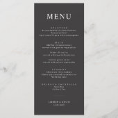 Minimalistische Charcoal Simple Wedding Menu Card Menükarte (Vorderseite)