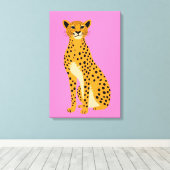 Minimalistische Cheetah in Pink Leinwanddruck (Insitu (Holzboden))