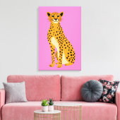 Minimalistische Cheetah in Pink Leinwanddruck (Insitu (Wohnzimmer))