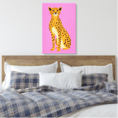 Minimalistische Cheetah in Pink Leinwanddruck (Insitu (Schlafzimmer))