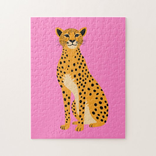 Minimalistische Cheetah in Pink Puzzle (Vertikal)