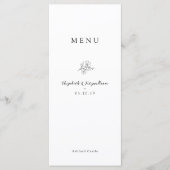 Minimalistische Cherry Blossom Monogram Wedding Menükarte (Vorderseite)