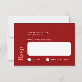 Minimalistische Cherry Red and White RSVP-Karte RSVP Karte
