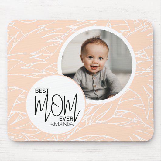 Minimalistische Chic Beste Mama je rosa Foto Mousepad (Vorne)