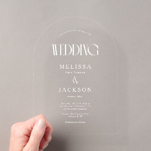 Minimalistische Chic-Bogen-Hochzeitseinladung Acryleinladungen