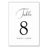 Minimalistische Chic Calligrafy Script Hochzeit Tischnummer (Vorderseite)