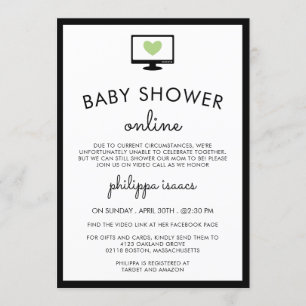 Minimalistische Chic Green Virtual Baby-Dusche Einladung
