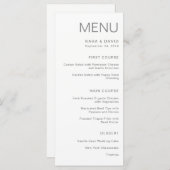 Minimalistische Chic-Hochzeit | Grau Menükarte (Vorne/Hinten)