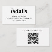 Minimalistische Chic-Hochzeitdetails + QR-Code | e Begleitkarte (Vorne/Hinten)