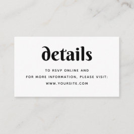 Minimalistische Chic-Hochzeitdetails + QR-Code | e Begleitkarte