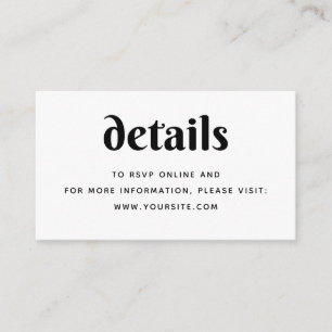 Minimalistische Chic-Hochzeitdetails + QR-Code e Begleitkarte
