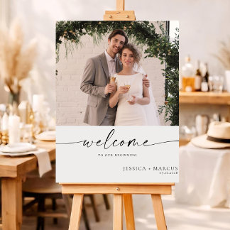 Minimalistische Chic-Hochzeits-Willkommensschild-F Poster