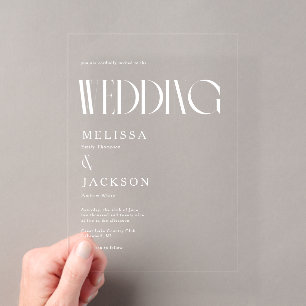 Minimalistische Chic-Hochzeitseinladung Acryleinladungen