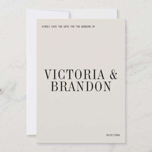 Minimalistische Chic Typografie Moderne Hochzeit Save The Date (Vorderseite)
