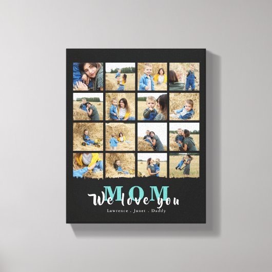 Minimalistische Chic Wir Liebe Sie Mama 16 FotoCol Leinwanddruck (Vorderseite)