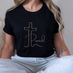 Minimalistische Christliche Cross Script-Dark T-Shirt