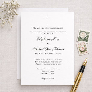 Minimalistische christliche Kreuz formelle Kirchen Einladung