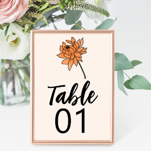 Minimalistische Chrysanthemum-Hochzeitsszene-Tisch Tischnummer