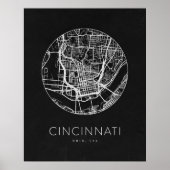 Minimalistische Cincinnati Stadtkarte Poster (Vorne)
