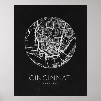 Minimalistische Cincinnati Stadtkarte Poster