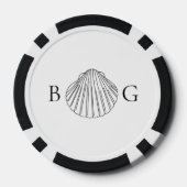 Minimalistische Clam Seashell Monogram-Gastgeschen Pokerchips (Rückseite)