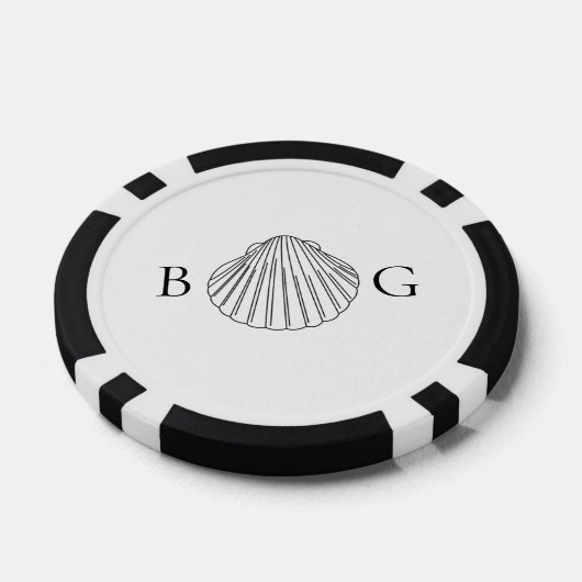 Minimalistische Clam Seashell Monogram-Gastgeschen Pokerchips (Einzeln)
