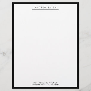 Minimalistische Classic Black Simple Line Name-Adr Briefbogen