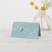 Minimalistische Classic Damask Pewter Sun Foto Hoc Platzkarte (Rückseite)