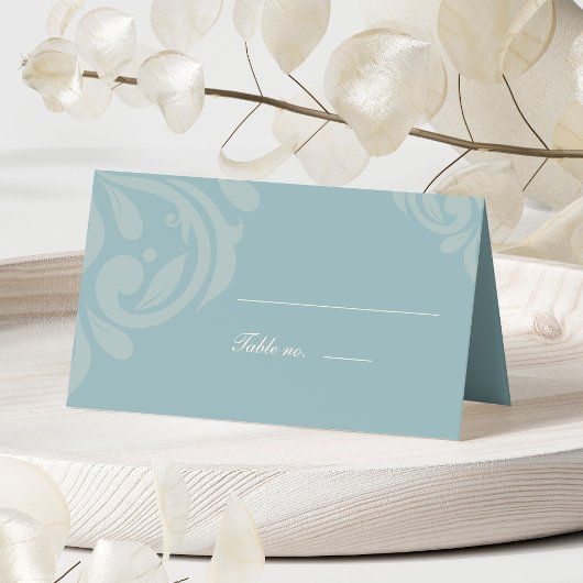 Minimalistische Classic Damask Pewter Sun Foto Hoc Platzkarte