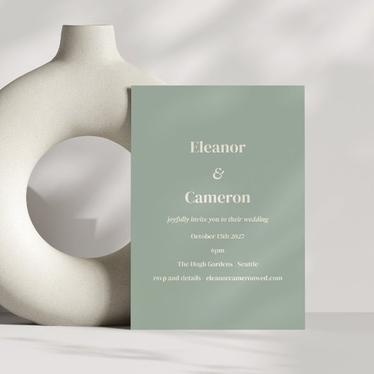 Minimalistische Classic Dusty Sage Green Lässige H Einladung