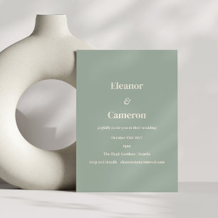 Minimalistische Classic Dusty Sage Green Lässige H Einladung