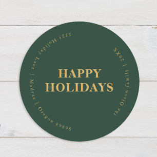 Minimalistische Classic Holidays Grüne Umschlag Au Runder Aufkleber