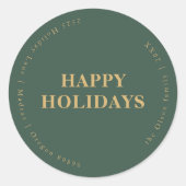 Minimalistische Classic Holidays Grüne Umschlag Au Runder Aufkleber (Vorderseite)