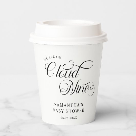 Minimalistische Cloud Nine Baby Dusche Pappbecher (Rückseite)