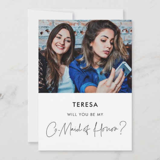 Minimalistische Co-Trauzeugin-Vorschlag Fotokarte Einladung (Vorderseite)